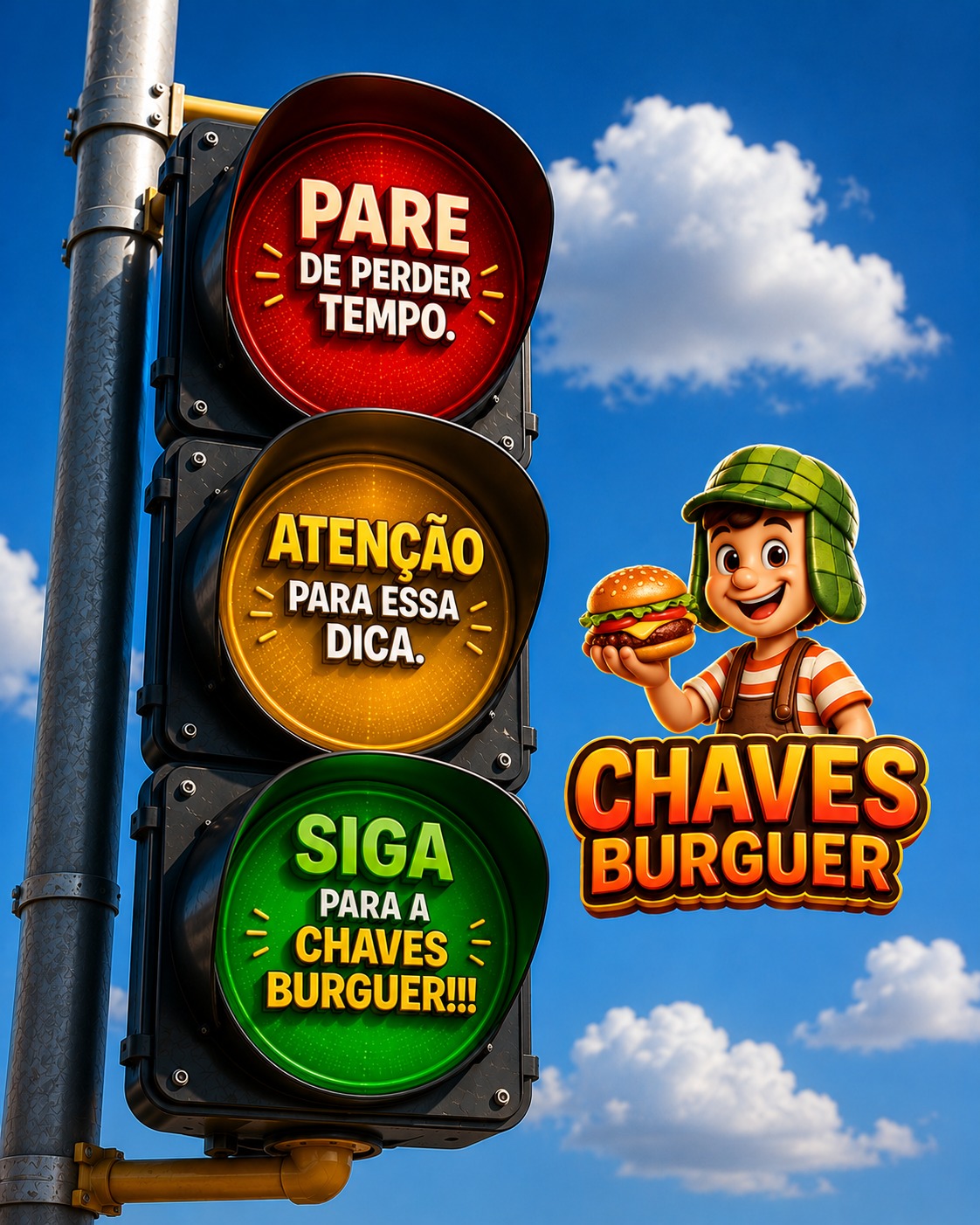 Semáforo: siga para a Chaves Burguer